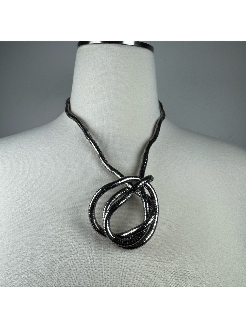 Chic Twisted Silver and Black Necklace